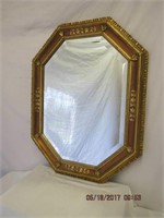 Gilt frame octagonal beveled mirror 26 x 34"