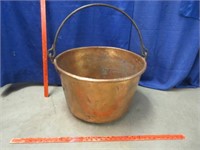 large antique copper pot - iron handle - 1800's