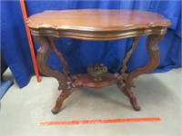 1800's victorian walnut parlor table - carved base