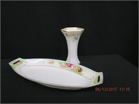 Nippon 6" vase and 12" open handled tray