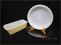 Pyrex loaf pan, 2 pie plates 9 and 10"