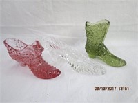 3 glass shoes/boots
