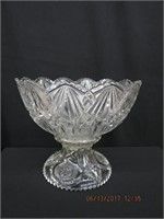Cut crystal punch bowl on pedestal