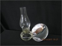 12"H finger oil lamp and 7" reflector