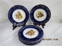 Set of 8 Flo Blue 8" fruit decorated plates