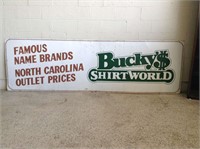Vintage Bucky's Shirtworld NC Outlet Sign