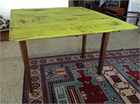 Antique Farm drop leaf Table w/ Green Painted Top