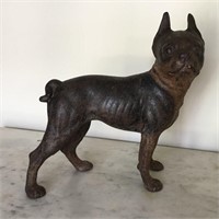 Original Antique Cast Iron Boston Terrier Doorstop