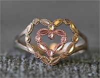 10k Rose & Yellow Gold Heart Ring