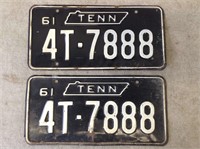 1961 Matching Tennessee License Plates