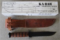 Ka-Bar USMC Fighting Knife w/ Leather Sheath