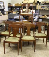 Vintage Dining Table w/ 6 Cherry Dining Chairs