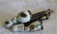 Pair of Vintage Austrian Porcelain Tobacco Pipes