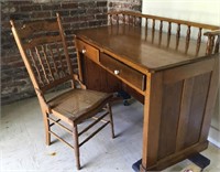 Antique Writing Desk w/ Cane-bottom Chair