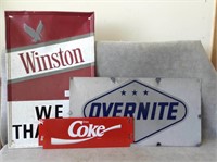 Lot of 3 Vintage Advertising Signs - Coke & More!