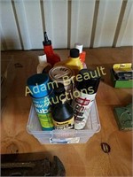 Box of assorted lubricants