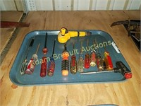Tray of assorted screwdrivers