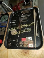 Tray of Allen wrenches, screwdrivers, bits