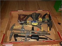 Box of assorted wood clamps