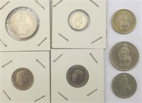 7pc 1960s Switzerland Helvetia Coins