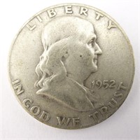 1952 US Franklin Half Dollar 50 Cent Piece Coin