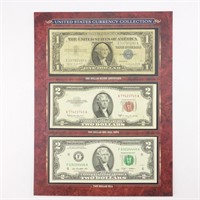 1953,57 US Paper Bill Currency Collection $1, $2