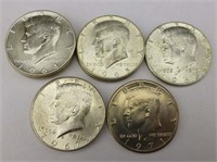7pc 1964-67,71 Kennedy U.S. Half Dollar Coin