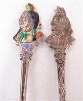 Two Sterling Silver Souvenir Indian Head Spoons