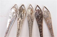(5) Sterling Silver Western Theme Souvenir Spoons