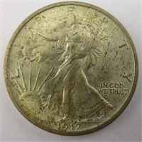 1917 P U.S. Walking Liberty Silver HalfDollar Coin