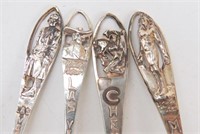 (4)Sterling Silver Western Cut-Out Souvenir Spoons