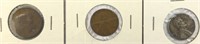 3pc US 1919, 1943, Penny, 1851 Half Cent Penny