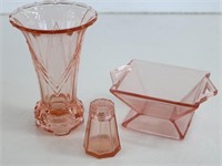 Art Deco Pink Depression Glassware