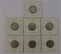 7pc US V 5 Cent Nickel Coin 1883, 1900, 03, 04