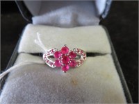 STERLING SILVER PINK STONE RING SZ 7