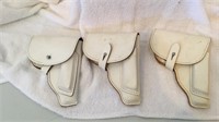 3 German White Leather Uniform Belts w/ Holsters