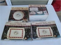 Christmas Stoneware Dish Lot in Boxes