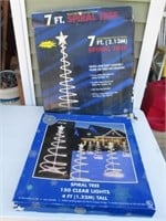 2 Outdoor Lighted Christmas Trees in Boxes -