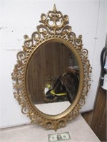 Ornately Gilded Oval Mirror - 31x19 At Widest