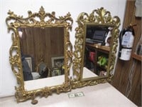 2 Ornately Gilded Mirrors - 29x19 Each