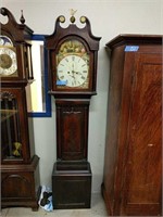 Mahogany. Tall Case Clock With Broken Arch Top