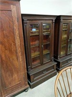 Walnut Victorian Beveled Glass Door Bookcase
