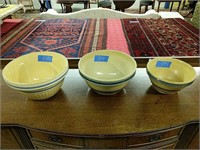 3pc Lot Of Yellow Ware Mixing Bowls Some Have