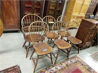 Set Of 6 Oak Spindle Back Chairs By The Bartley