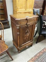 Fancy Carved Walnut Cabinet With One Door And