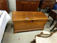 Primitive Pine Dovetailed Blanket Chest With Rat