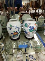 Pair Of Oriental Vases With Birds