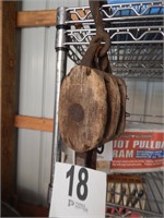 WOOD AND CAST IRON PULLEY HOOK