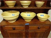 3pc Set Of Yellow Ware Mixing Bowls Some With