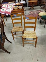 Pair Of Rush Seat Side Chairs